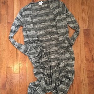 LuLaRoe Dark Gray and Black Stripped Sweater Sarah